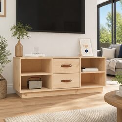 Solid Pine Wood TV Cabinet for Living Room Storage