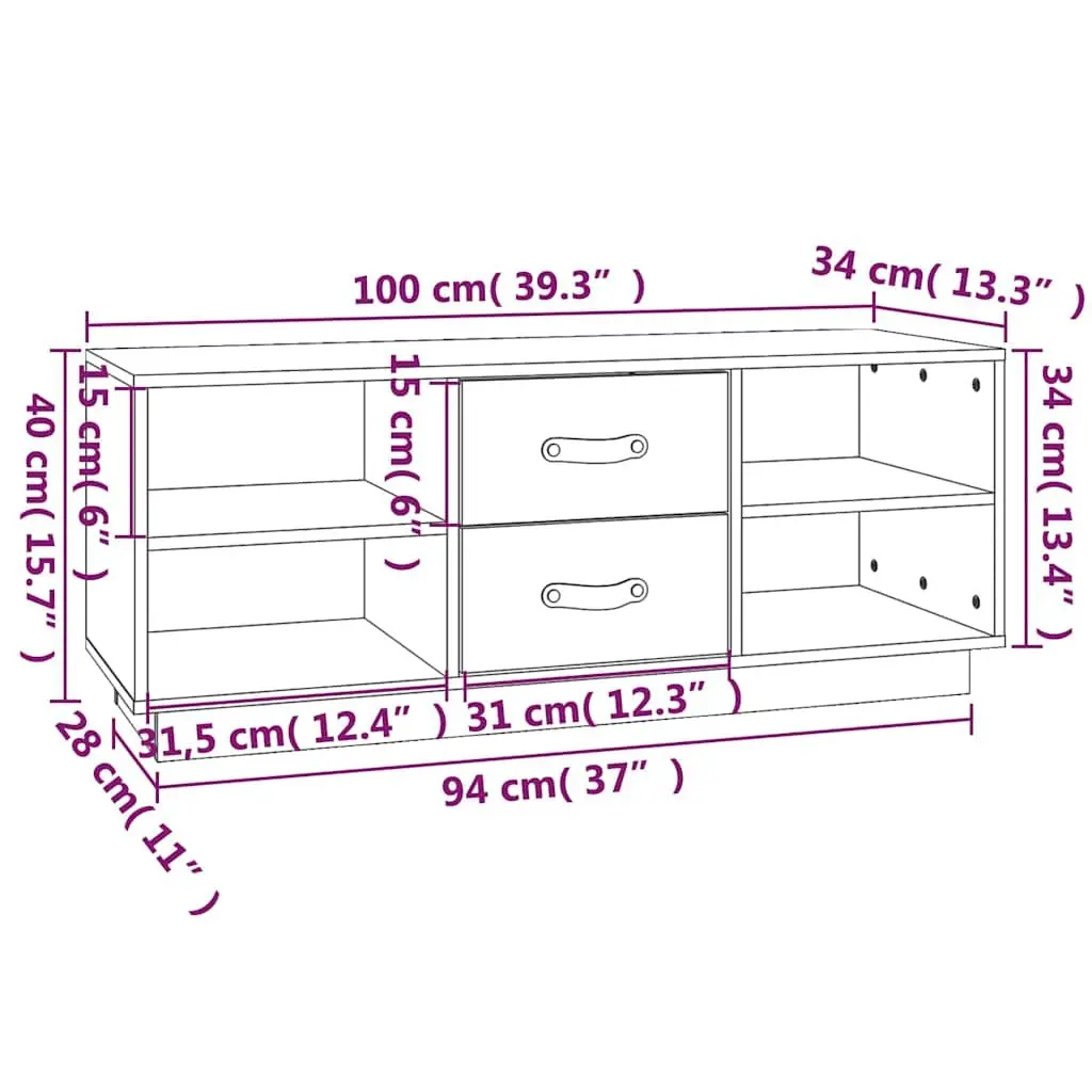 Solid Pine Wood TV Cabinet for Living Room Storage