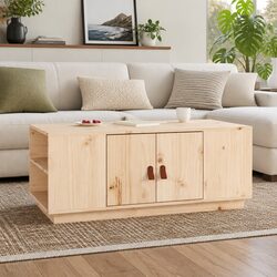 Warm Brown Coffee Table with Storage Compartment