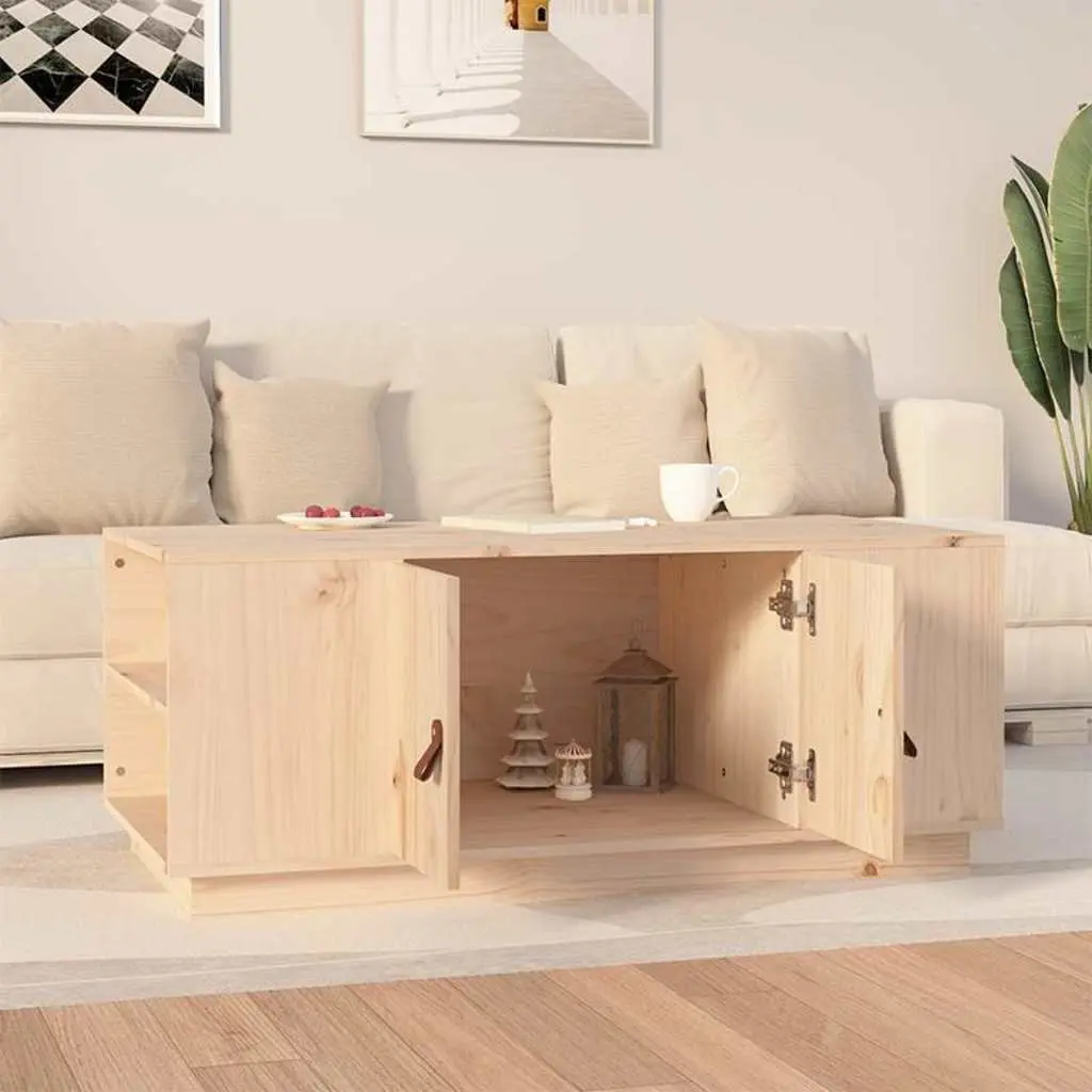 Coffee Table 100x50x41 cm Brown Solid Pine Wood Storage Compartment Shelves
