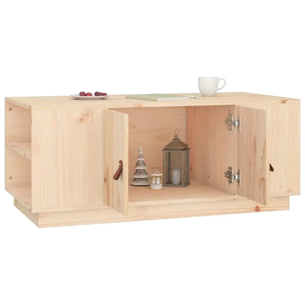 Coffee Table 100x50x41 cm Brown Solid Pine Wood Storage Compartment Shelves