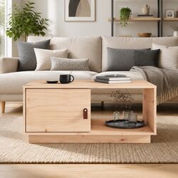 Wooden Coffee Table with Storage Compartments 80x50x35.5 cm