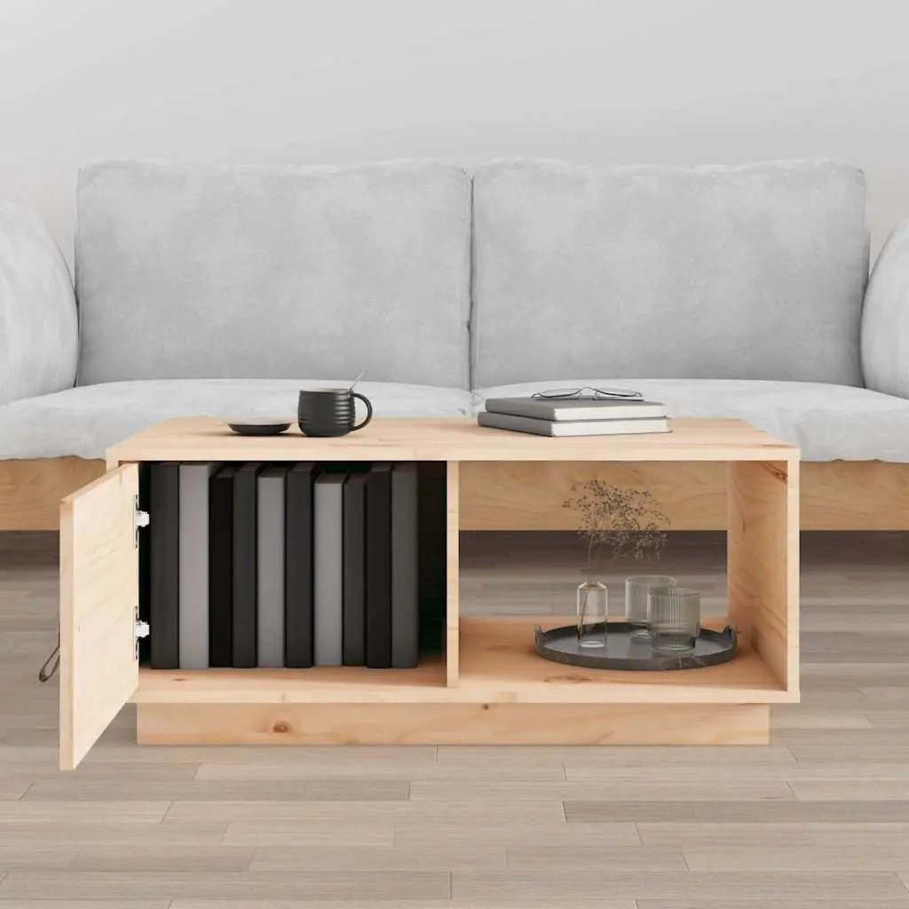 Coffee Table Modern 80x50x35.5 cm Solid Pine Wood with Storage Compartments