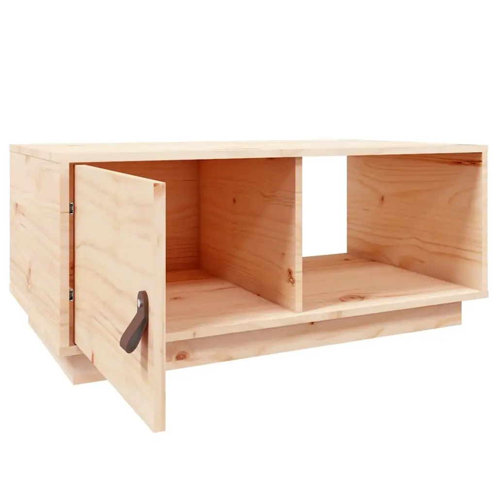 Coffee Table Modern 80x50x35.5 cm Solid Pine Wood with Storage Compartments