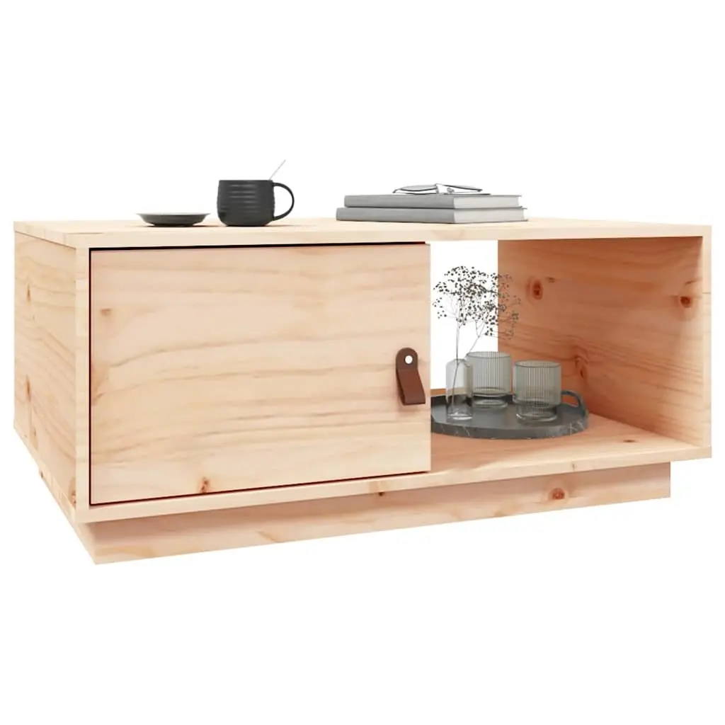 Coffee Table Modern 80x50x35.5 cm Solid Pine Wood with Storage Compartments