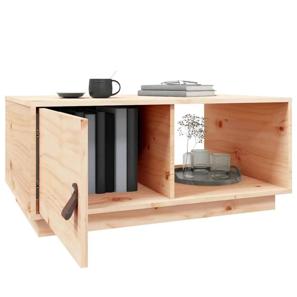 Coffee Table Modern 80x50x35.5 cm Solid Pine Wood with Storage Compartments