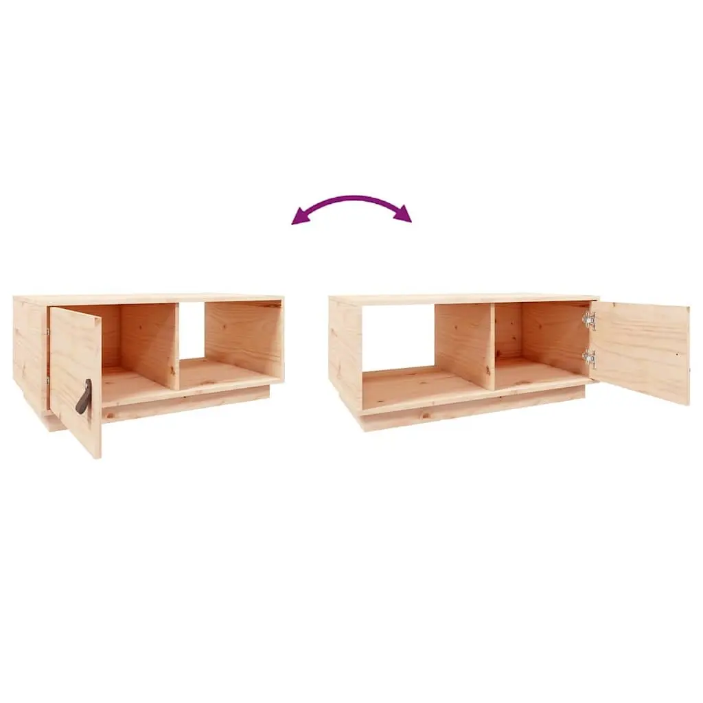 Coffee Table Modern 80x50x35.5 cm Solid Pine Wood with Storage Compartments