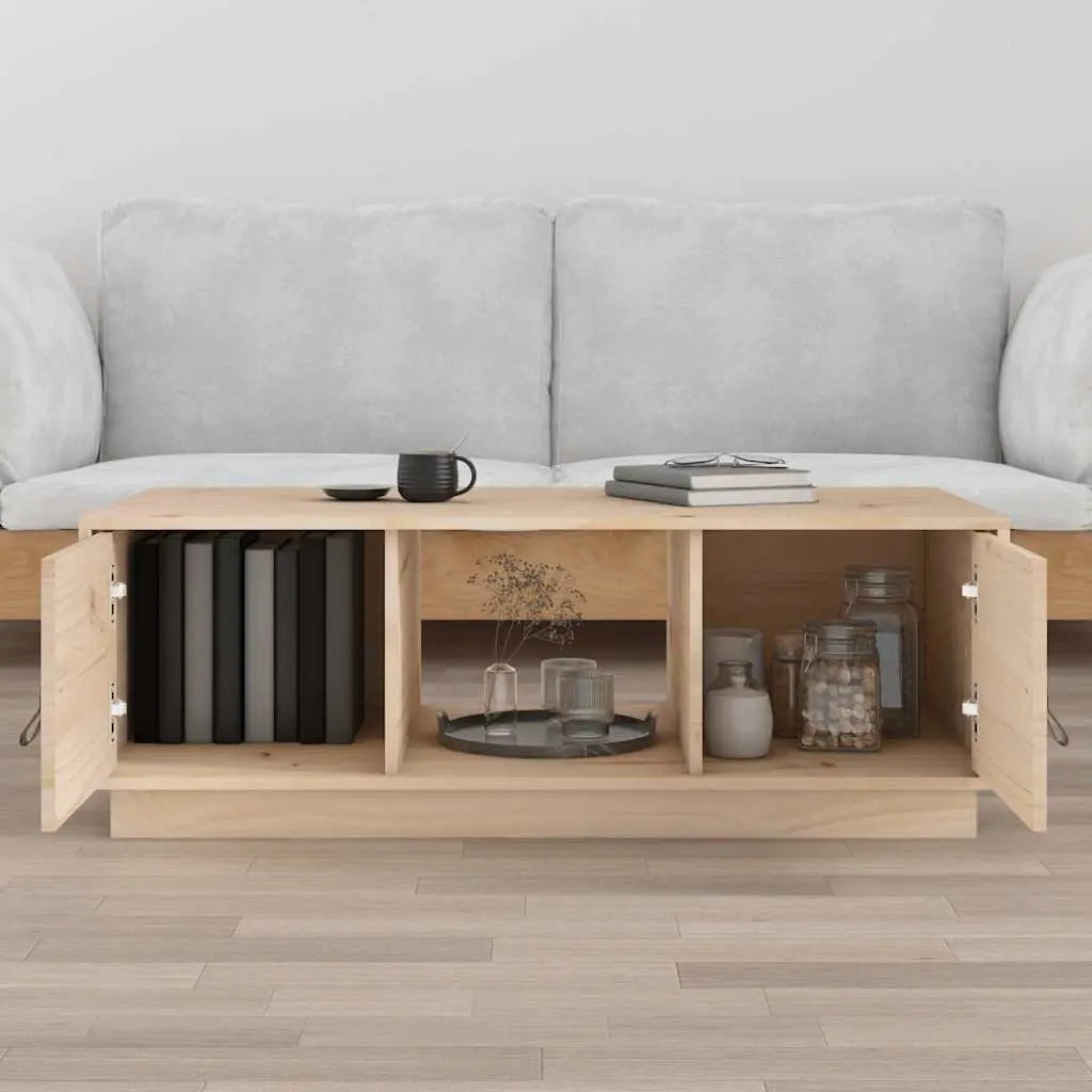 Coffee Table Modern 100x50x35 cm Solid Pinewood with Storage Compartments