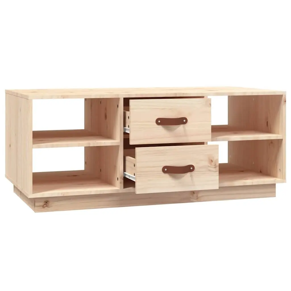 Coffee Table 100x50x41 cm with Storage Drawers Shelves Solid Wood Pine Brown