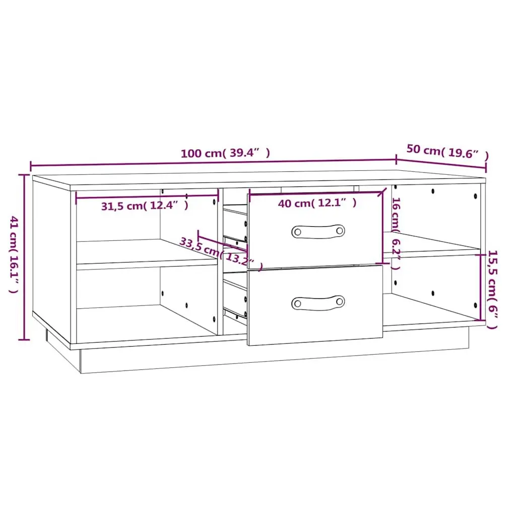 Coffee Table 100x50x41 cm with Storage Drawers Shelves Solid Wood Pine Brown
