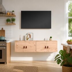 Wall Cabinets 2 pcs 60x30x30 cm Solid Pine Wood in Brown