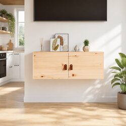 Brown Solid Pine Wood Wall Cabinet 80x30x30 cm