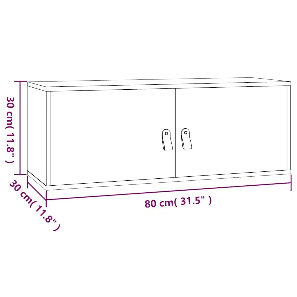 Wall Cabinet Brown 80x30x30 cm Solid Pine Wood Storage Hanging Shelf Organizer