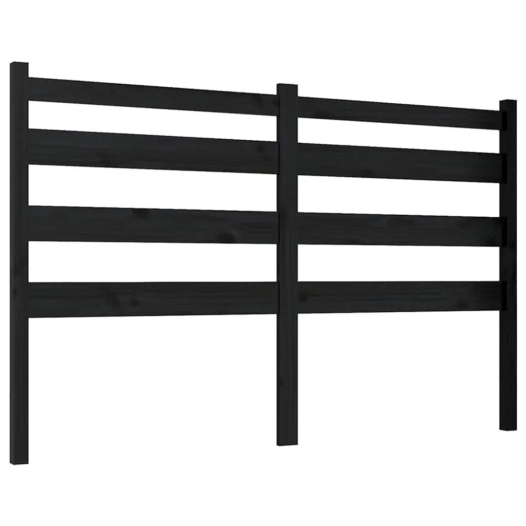 Wooden Bed Headboard Black Slatted 141cm Solid Pine Modern