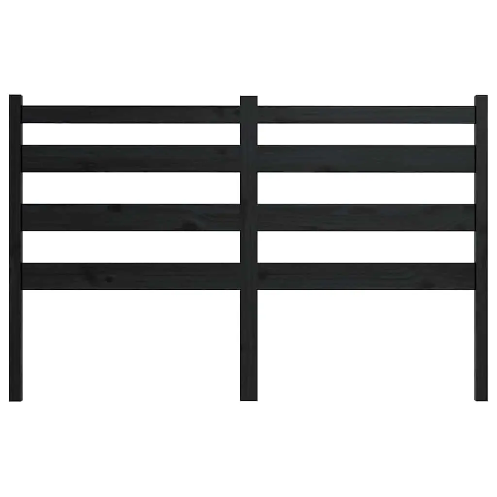 Wooden Bed Headboard Black Slatted 141cm Solid Pine Modern