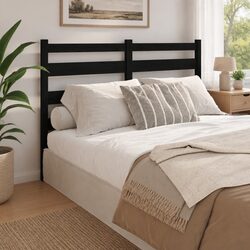 Solid Pine Wood Black Bed Headboard 156cm