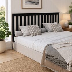 Stylish Black Solid Pine Wood Bed Headboard 186cm