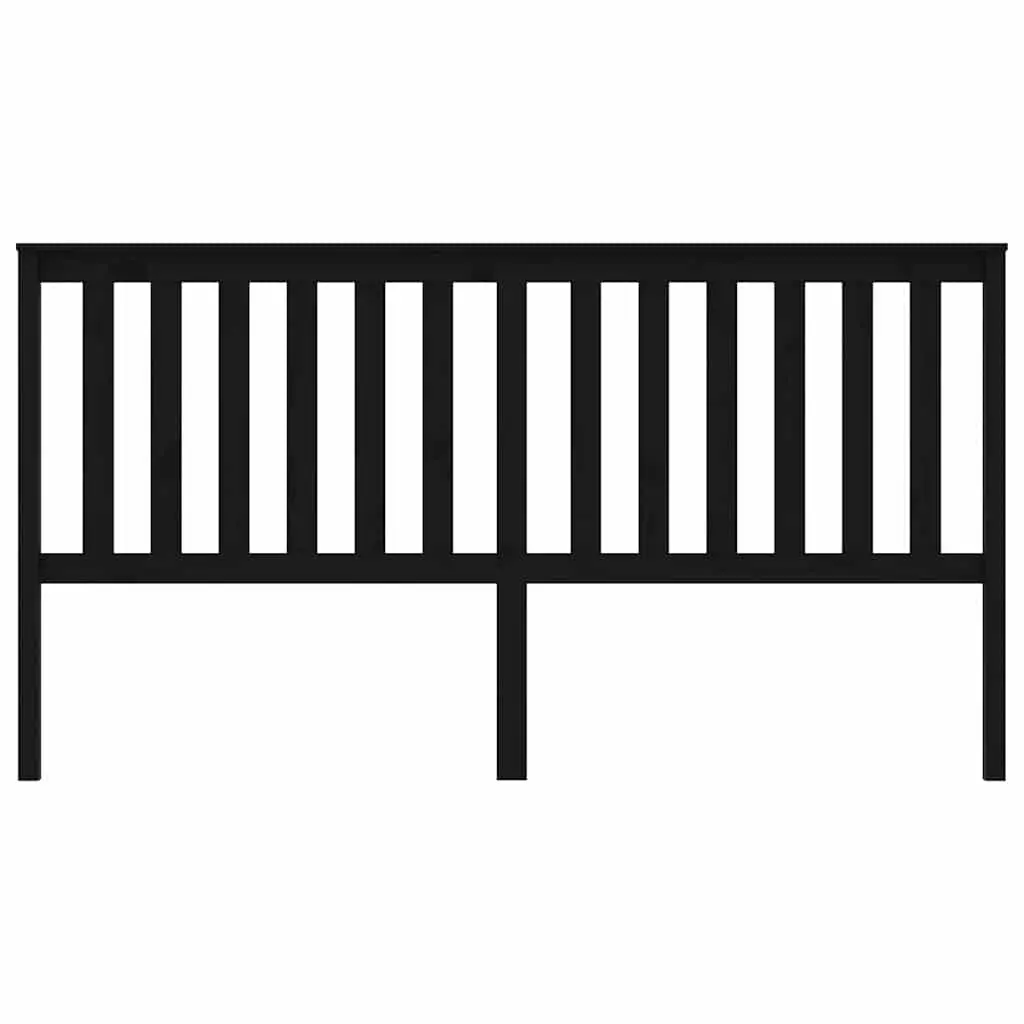 Bed Headboard Slatted 186cm Black Solid Pine Wood Modern Furniture