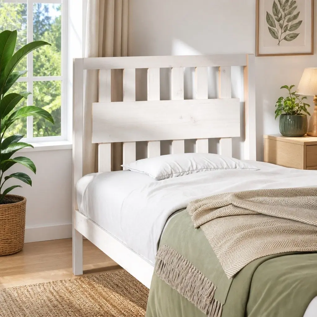 Bed Headboard White 95.5 cm Solid Pine Wood Rustic