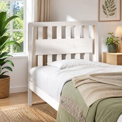 Rustic White Solid Pine Wood Bed Headboard 95.5 cm