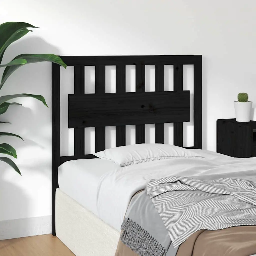 Bed Headboard Rustic Black 95.5cm Solid Pine Wood