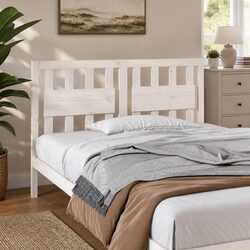 Rustic White Pine Wood Bed Headboard 140.5cm