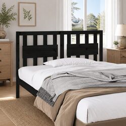 Rustic Black Solid Pine Bed Headboard 140.5 cm