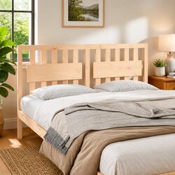 Rustic Solid Pine Bed Headboard 155.5cm in Brown