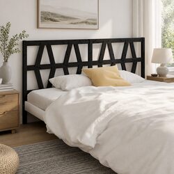 Stylish Black Pine Bed Headboard 186 cm for Cozy Bedrooms