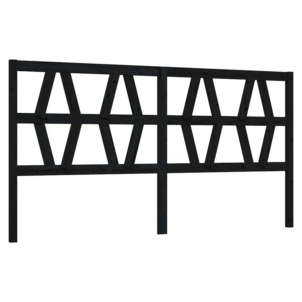 Bed Headboard Black 186 cm Solid Wood Pine Slatted Design Bedroom Furniture