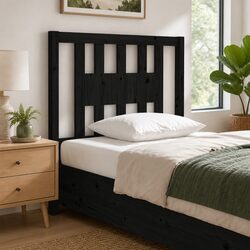 Rustic Black Pine Headboard 96 cm for Cozy Bedrooms
