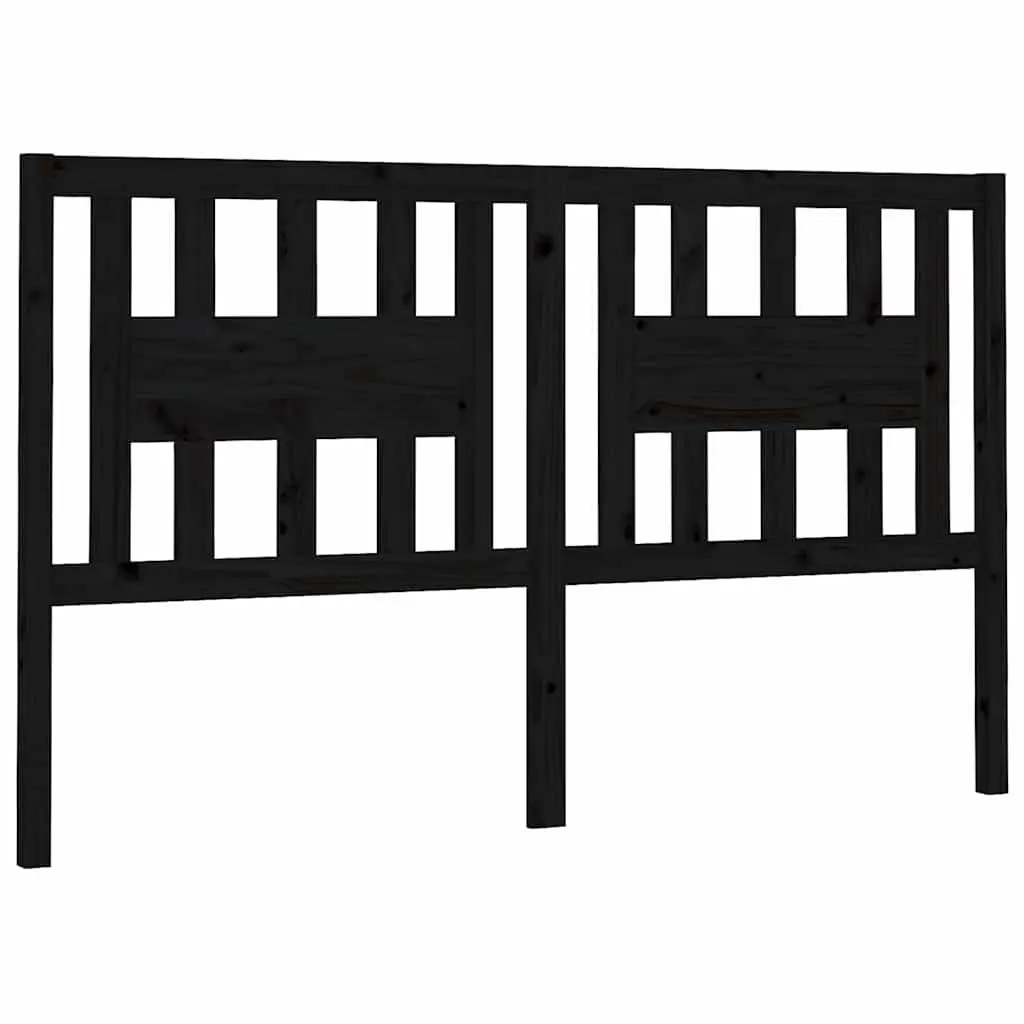 Wooden Headboard Black 141 cm Solid Pine Wood