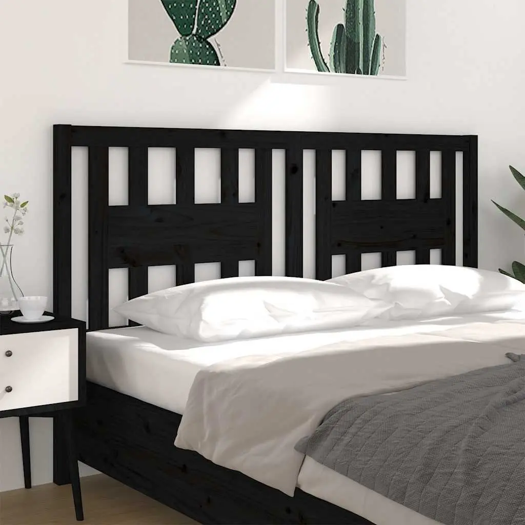 Wooden Headboard Black 141 cm Solid Pine Wood