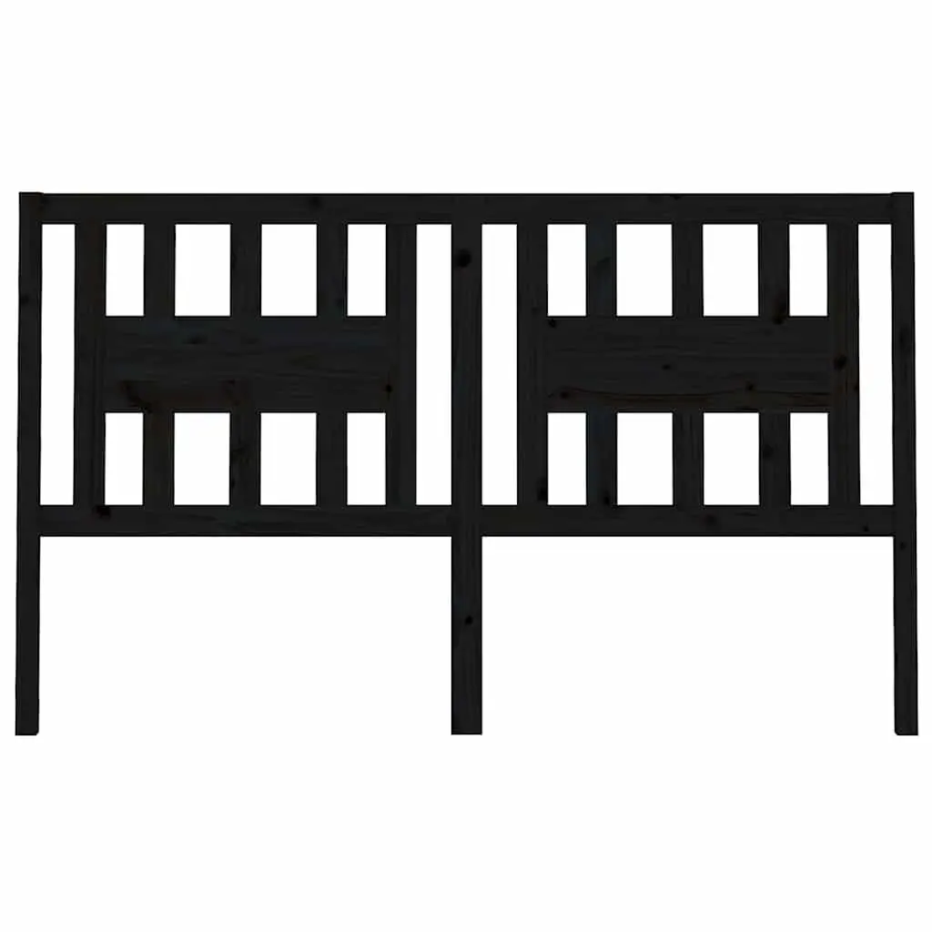 Wooden Headboard Black 141 cm Solid Pine Wood