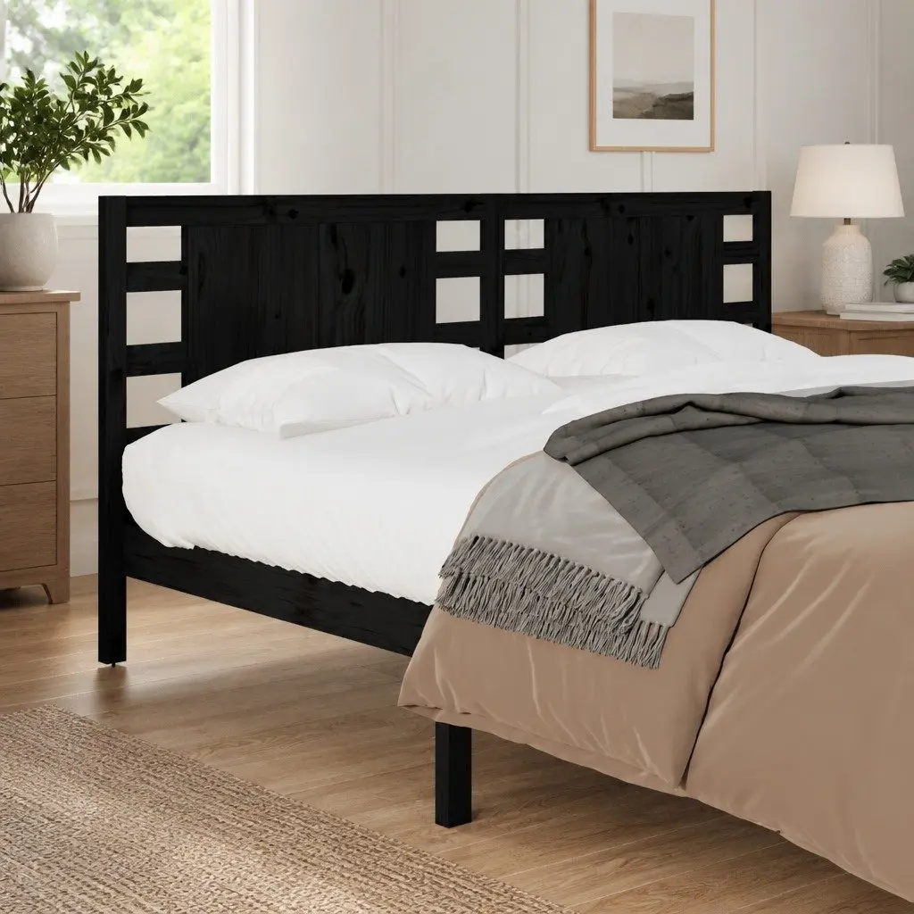Headboard Black 141 cm Solid Wood Pine