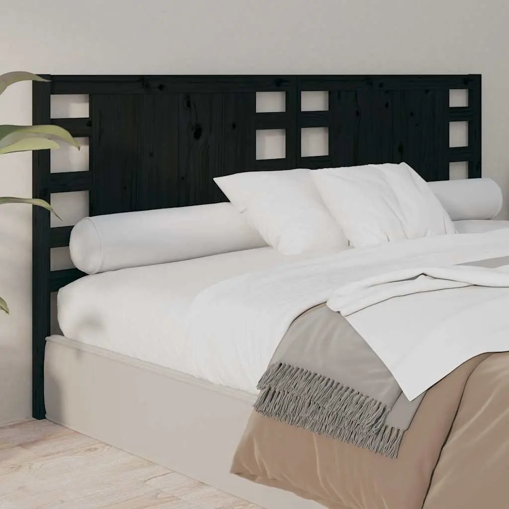 Headboard Black 141 cm Solid Wood Pine