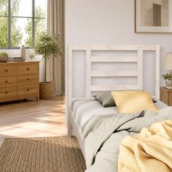 White Solid Pine Wood Slatted Bed Headboard 96 cm