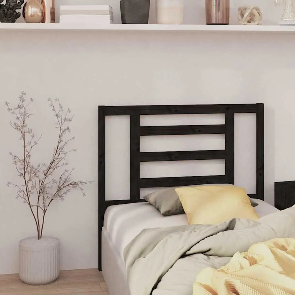 Bed Headboard Black 96 cm Solid Wood Pine Slatted Modern