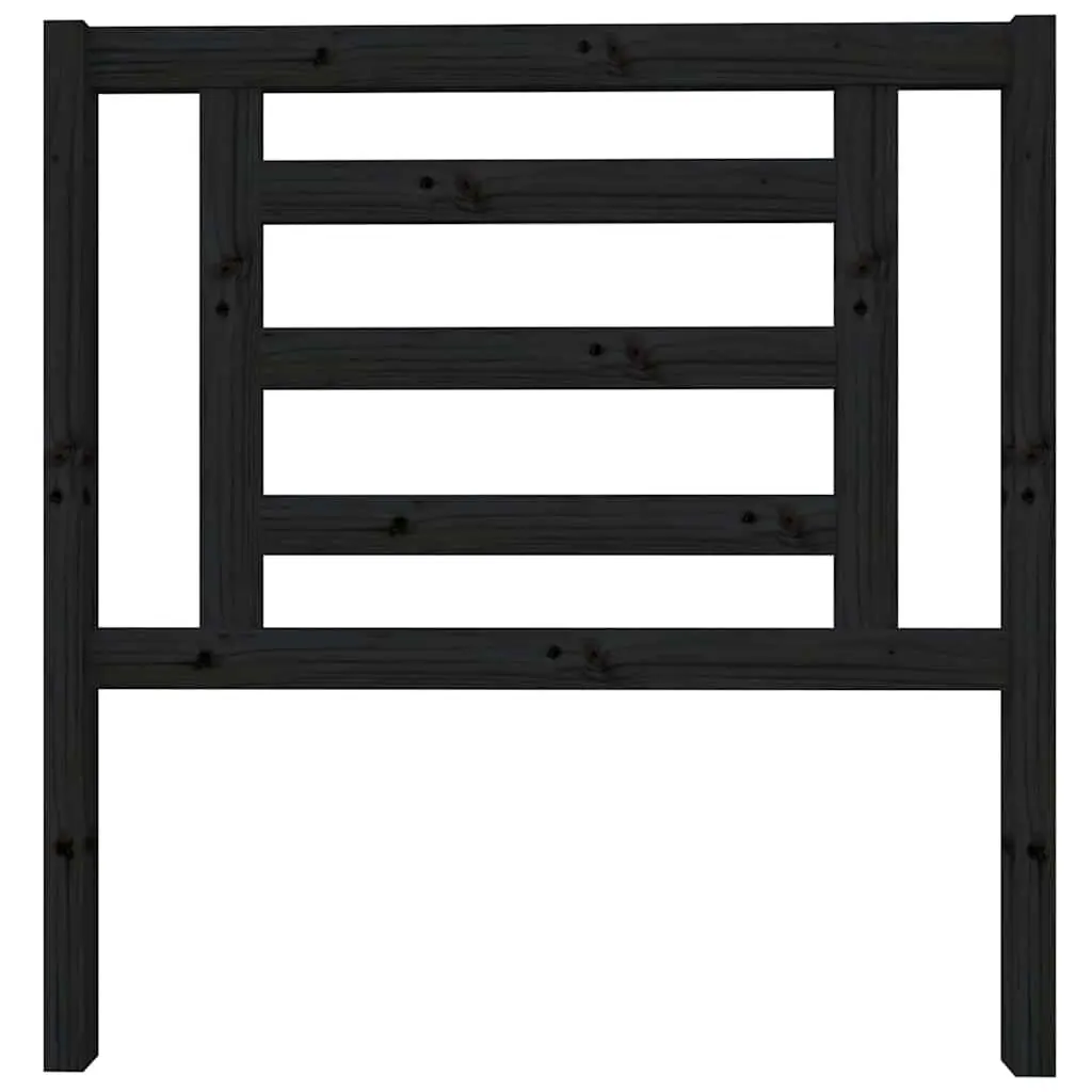 Bed Headboard Black 96 cm Solid Wood Pine Slatted Modern