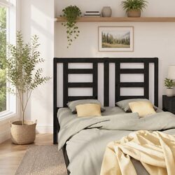 Stylish Black Pine Wood Bed Headboard 141 cm