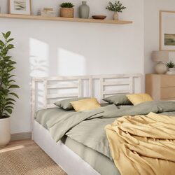 White Wooden Bed Headboard with Slatted Design 156 cm