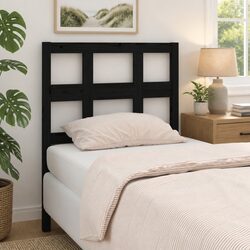Rustic Black Bed Headboard in Solid Pine Wood