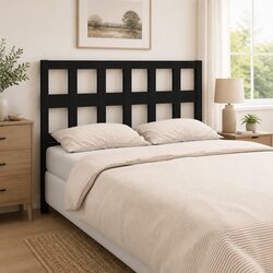 Black Solid Pine Wood Headboard 185.5cm for Bedrooms