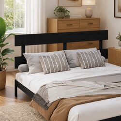 Solid Wood Pine Black Bed Headboard 184cm