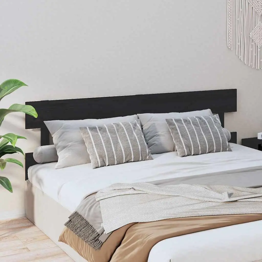 Bed Headboard Black 184cm Solid Pine Wood Bedroom Furniture