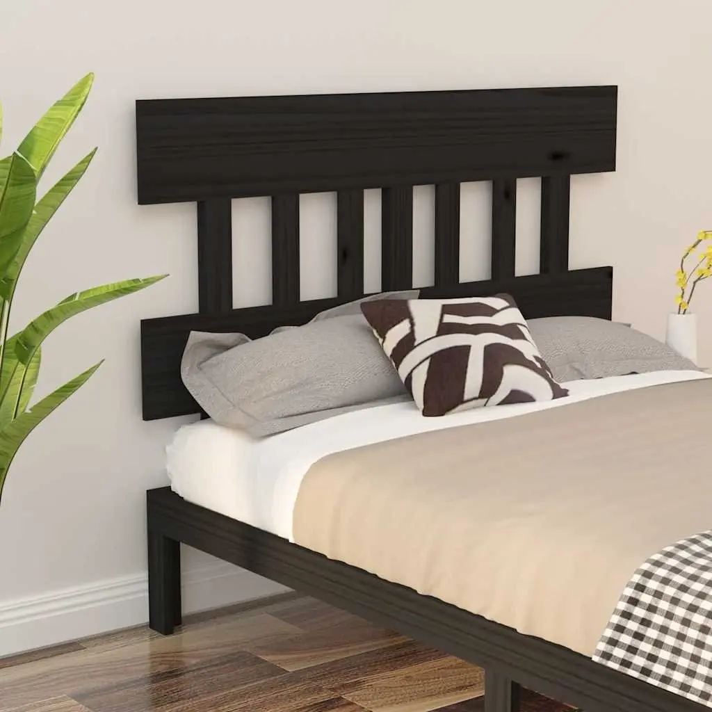 Bed Headboard Black 138.5 cm Solid Pine Wood