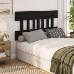 Solid Pine Wood Bed Headboard 153.5 cm in Black