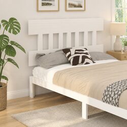 White Wooden Bed Headboard 183.5cm Pine Frame