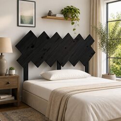 Rustic Black Pine Bed Headboard 132cm for Comfort