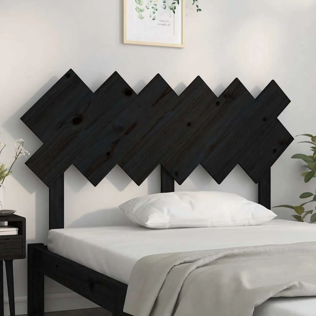 Bed Headboard Black 132cm Solid Wood Pine Rustic
